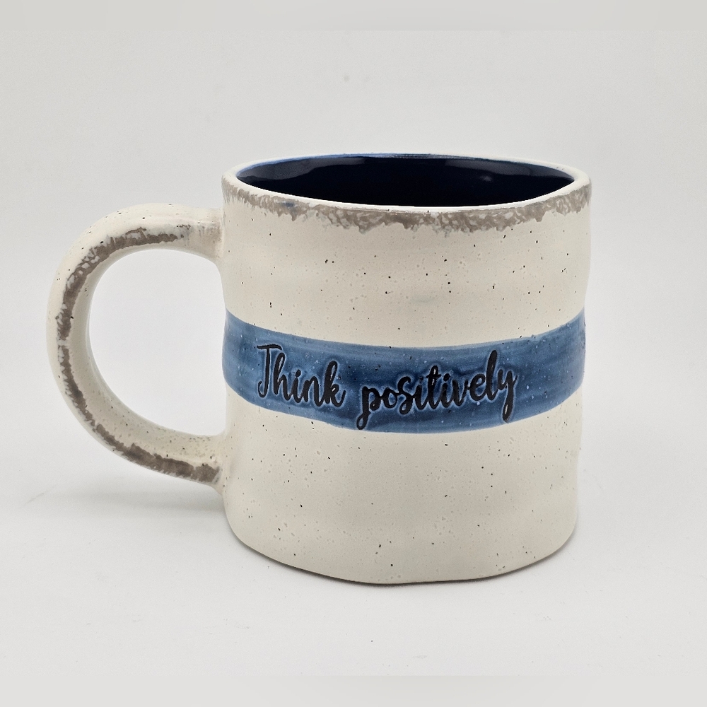 "Think Positively" Global Design Connections Stoneware Coffee Mug Breakfast Cup